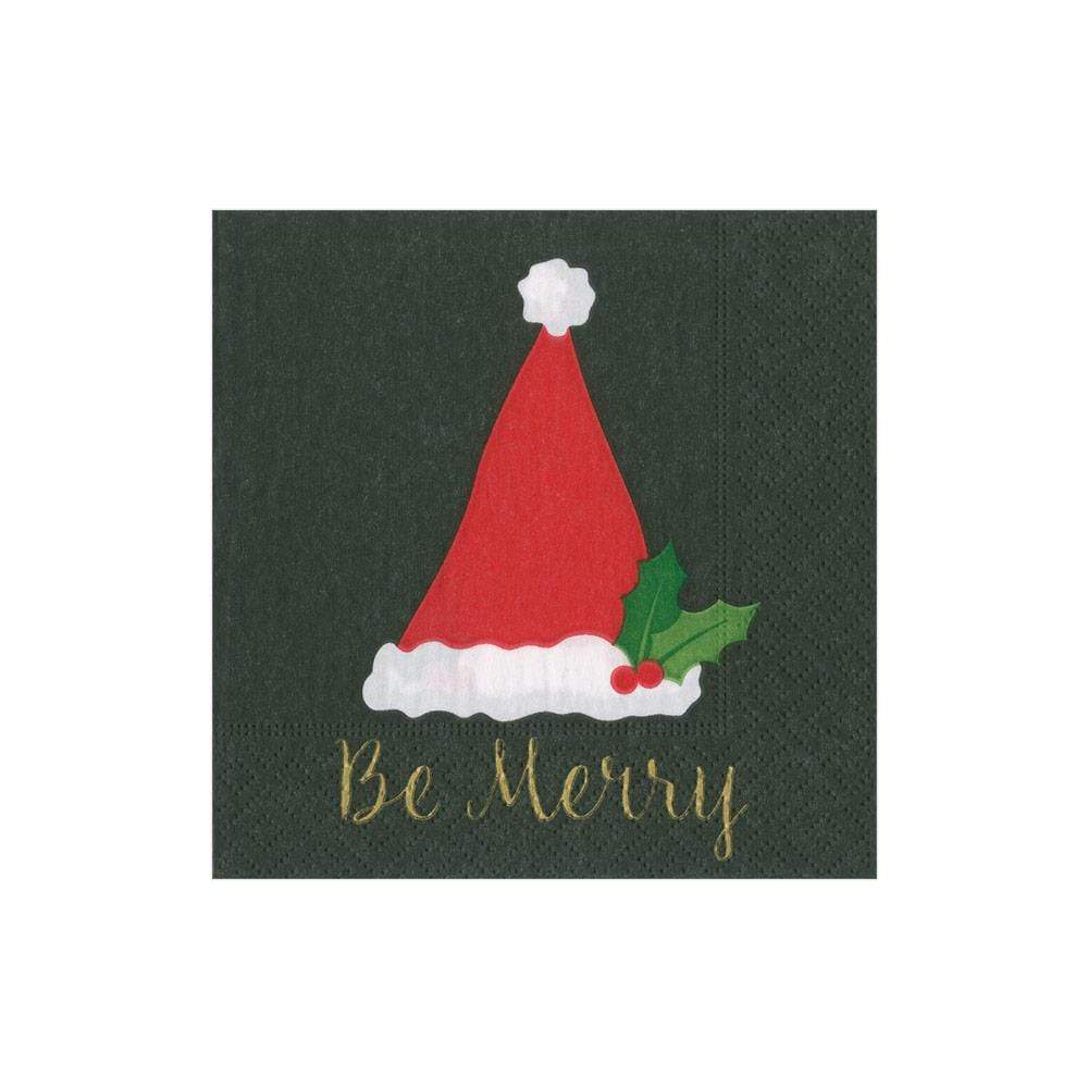 Cocktail Napkin | Be Merry | Black