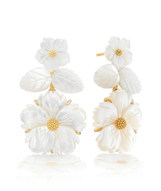 Mermaid Garden Floral Post Drop Earrings