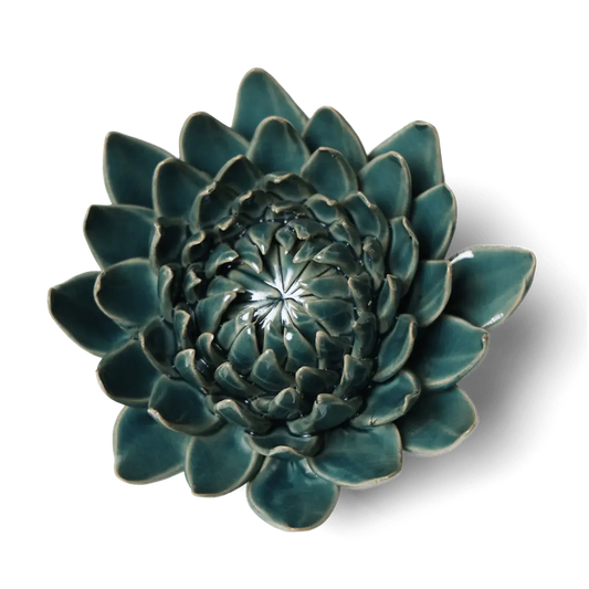Teal Dahlia Ceramic Flower