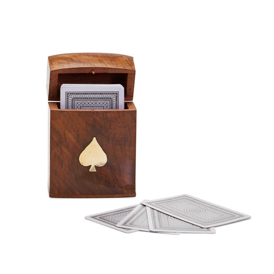 Wood Crafted Playing Card Set in Wooden Box