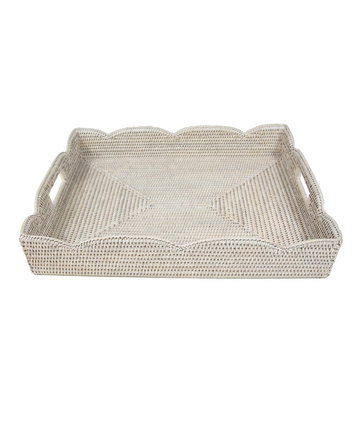 Rattan Scalloped Large Tray