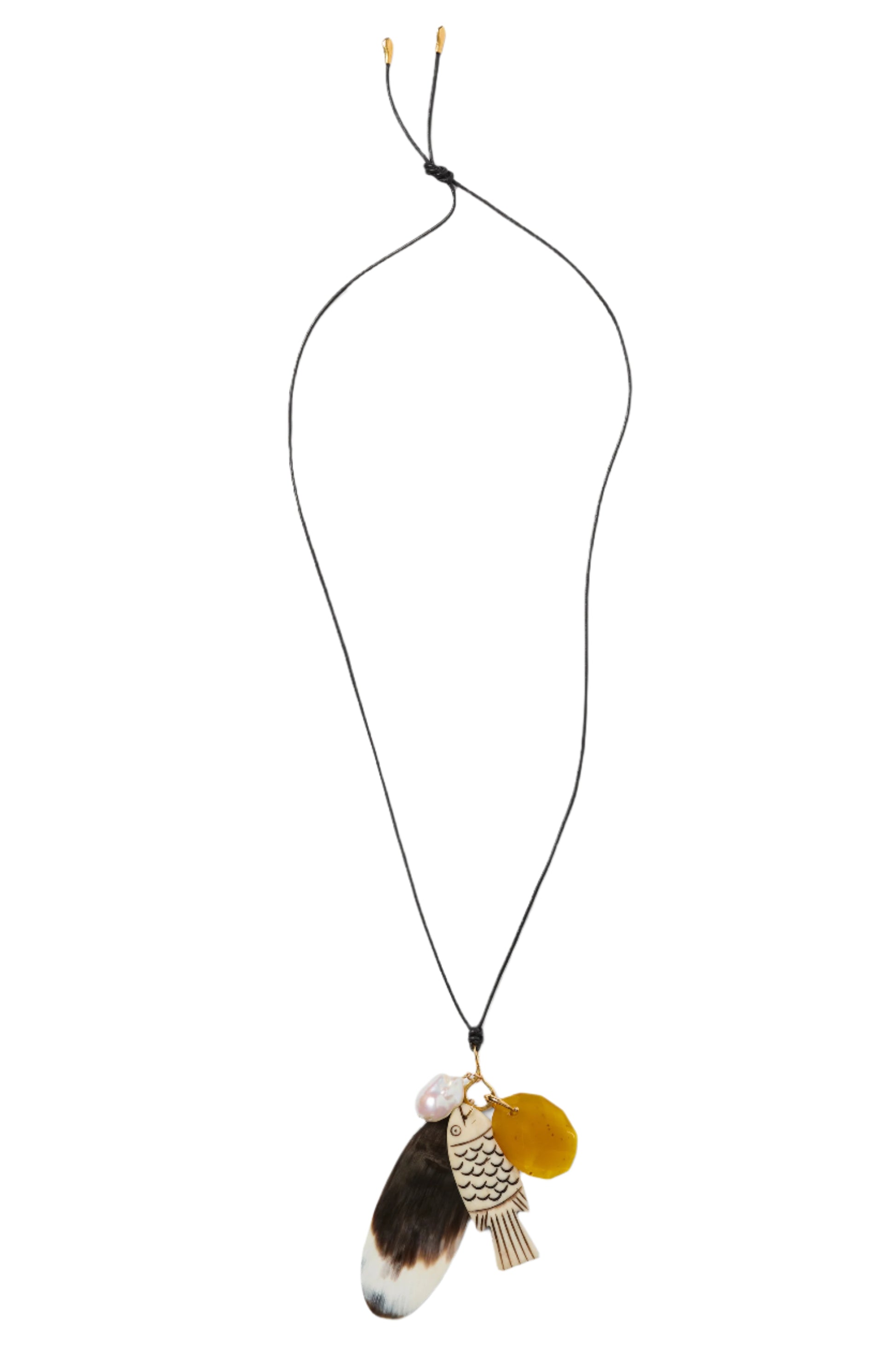 Horn Bone and Pearl Adjustable Necklace