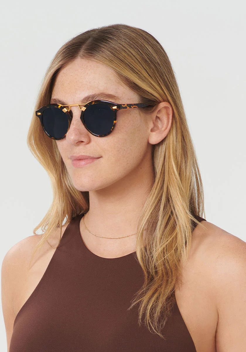stl II. bengal polarized 24k. Sunglasses. Krewe eyewear. Designer sunglasses. New orleans. Polarized. UV protection. UVA/UVB. Fashion sunglasses. Prescription. Sunglasses for men. Sunglasses for women. Retro sunglasses. Aviators. Wayfarer. Cat-eye sunglasses. Oversized sunglasses. Mirrored sunglasses. Trendy. Stylish. Luxury sunglasses.