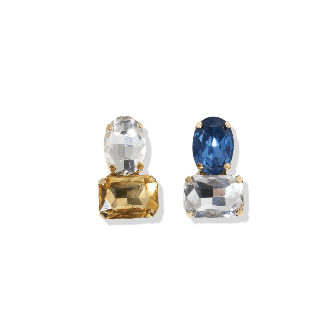 Abigail Mix Matched Post Earring | Blue + Yellow