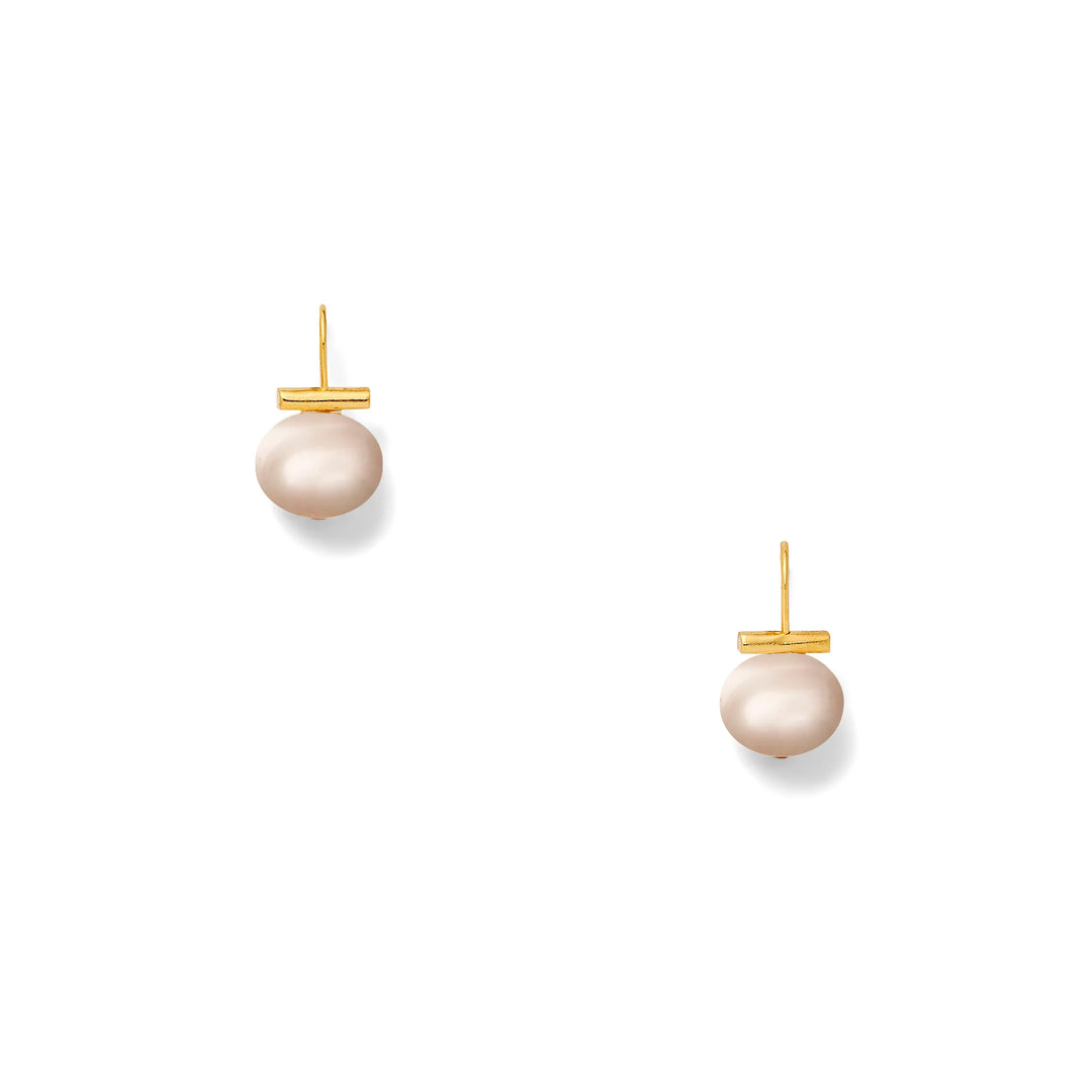 Catherine Canino | Baby Pebble Pearl Earring | Pale Champagne + Gold