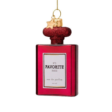 Ornament glass burgundy perfume wglitters H4"