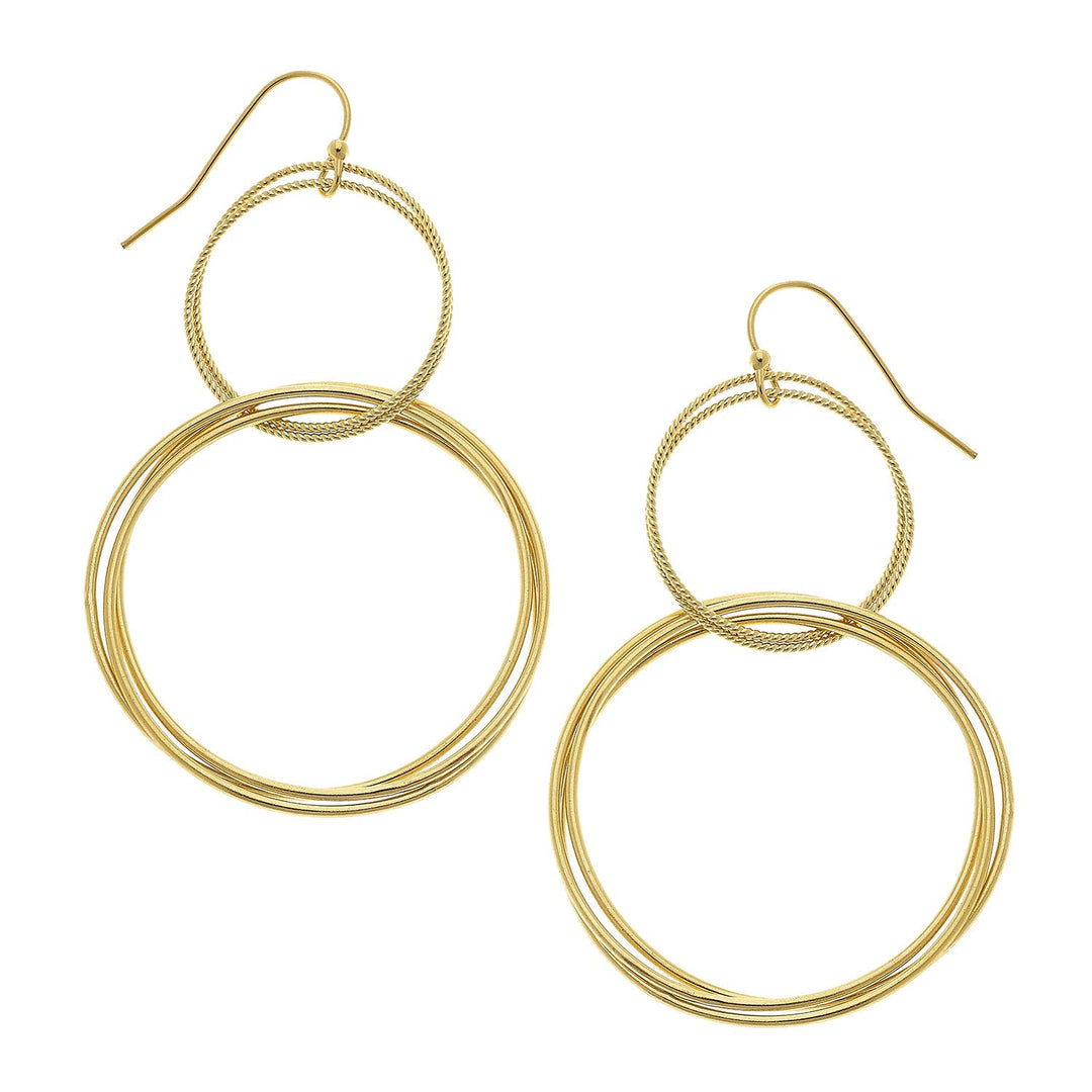 Susan Shaw | Gold Double Rings Earrings