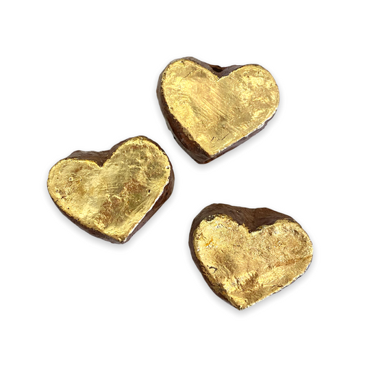 handmade heart, ceramic heart, gold heart, barbara biel, paper weight, gift