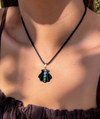Maris Black Enamel Shell Silk Cord Necklace