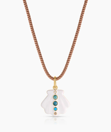 Maris White Enamel Shell Silk Cord Necklace