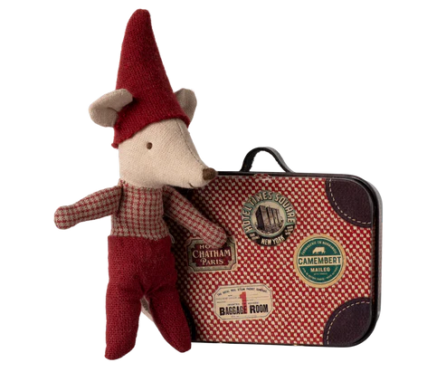 Baby Christmas Mouse in Suitcase