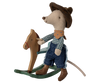 Little Brother Cowboy Mouse with Rocking Horse