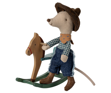 Little Brother Cowboy Mouse with Rocking Horse