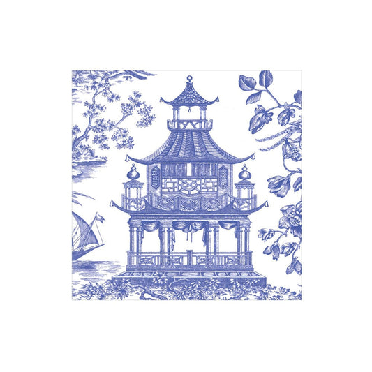 Chinoiserie Toile Pagoda Cocktail Napkin
