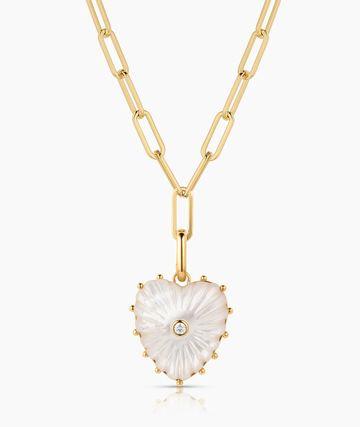 Malene Mother of Pearl Heart Clip Necklace
