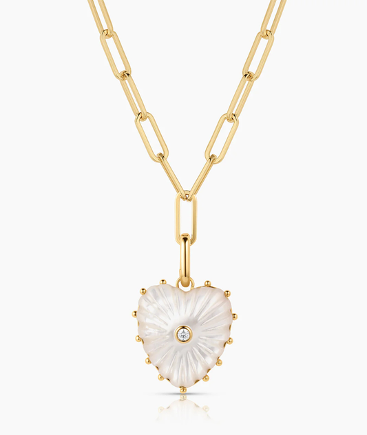 Malene Mother of Pearl Heart Clip Necklace
