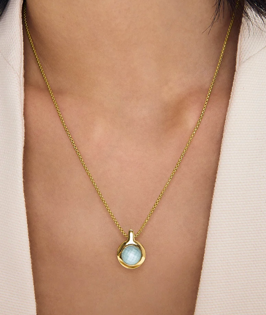 Mini Ipanema Pendant Necklace | Iridescent Pearl and Turquoise
