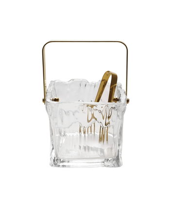 Textured Glass Ice Bucket with Tongs