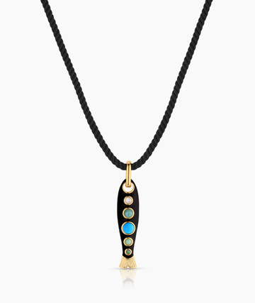 Amalfi Black Enamel Fish Silk Cord Necklace