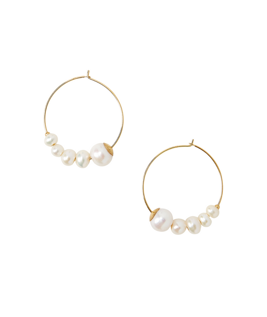 Graduated Pearls Hoop Earrings