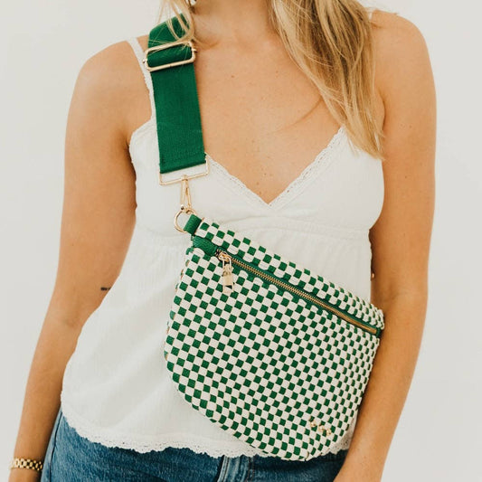 Woven Crossbody Bag | Checkered Emerald