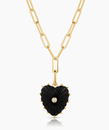 Malene Onyx Heart Clip Necklace
