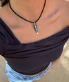Amalfi Black Enamel Fish Silk Cord Necklace
