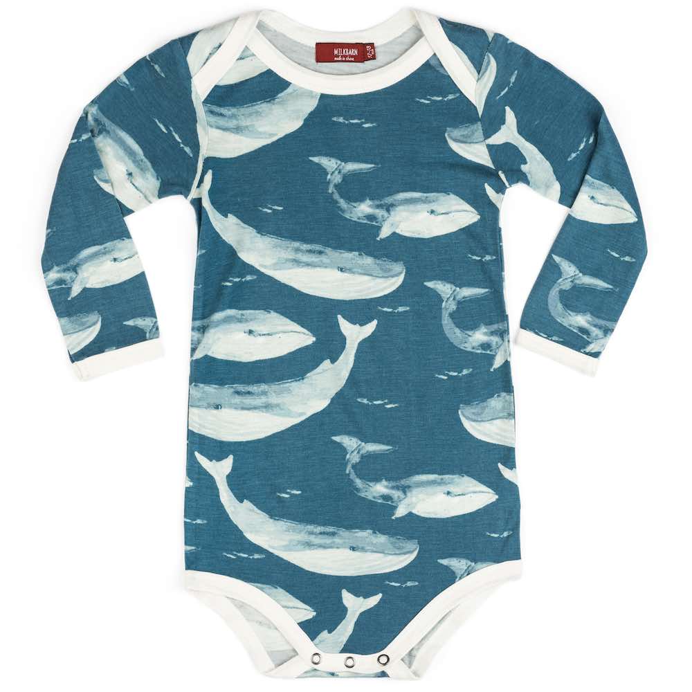 Organic Bamboo Long Sleeve Onsie | Blue Whale