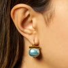 Medium Pebble Pearl Earring | Cornflower Blue and Gold