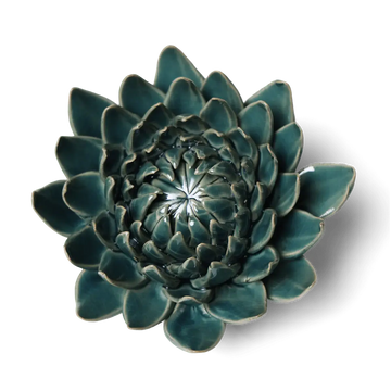 Teal Dahlia Ceramic Flower