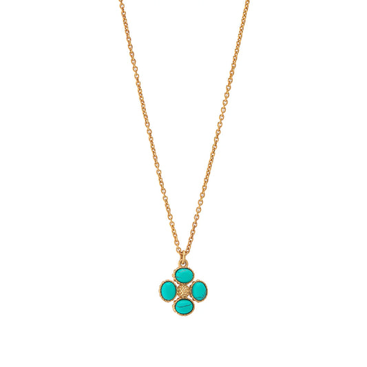 Clover Double Sided Charm Necklace | Turquoise