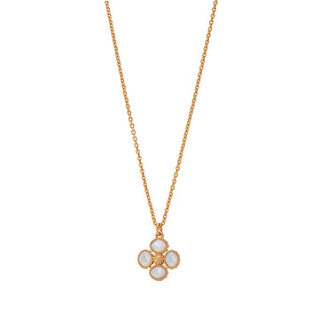 Berry Clover Double Sided Charm Necklace | White Pearl