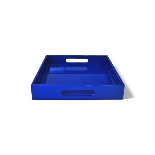 Medium Blue Lacquered Square Serving Tray