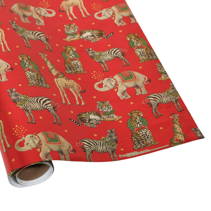Wrapping Paper Roll | Wild Christmas Red Foil