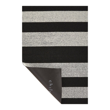 Black + White Bold Stripe Shag Utility Mat