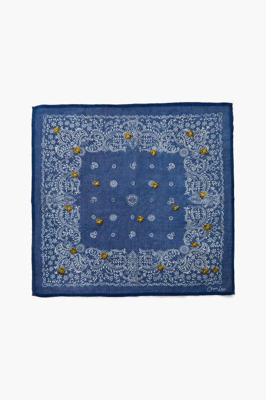 Daisy Embroidered Bandana | Vallatra Blue