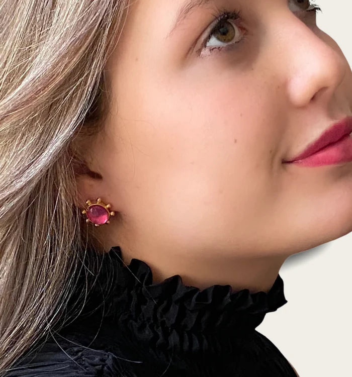 Electric Pink Pinwheel Stud
