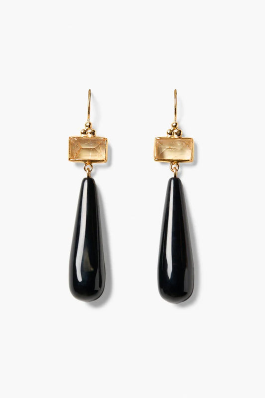 Messina Black Agate Earrings