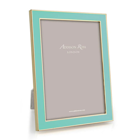 Turquoise Blue Enamel & Gold Frame