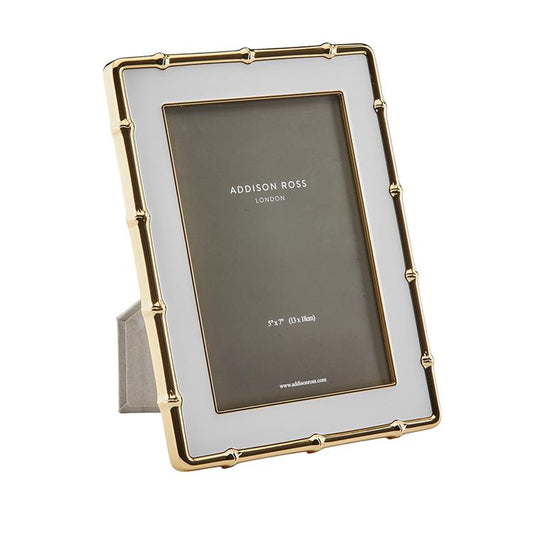 White & Gold Bamboo 5" x 7" Frame