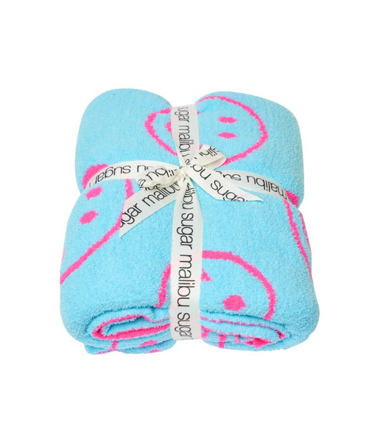 Plush Smiley Face Reversible Blanket