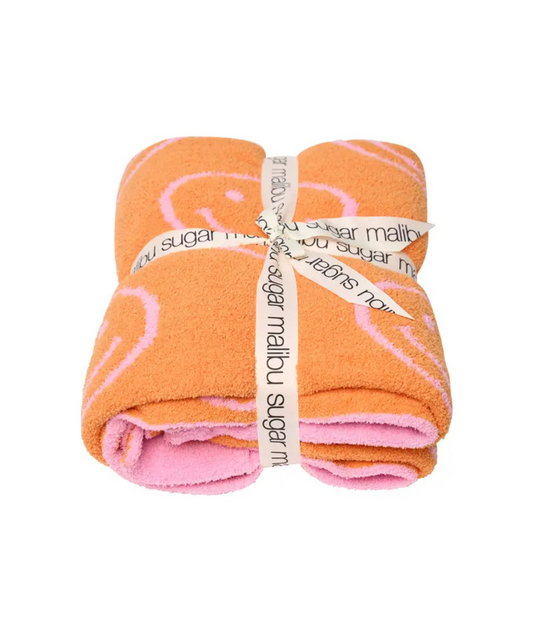 Plush Smiley Face Reversible Blanket