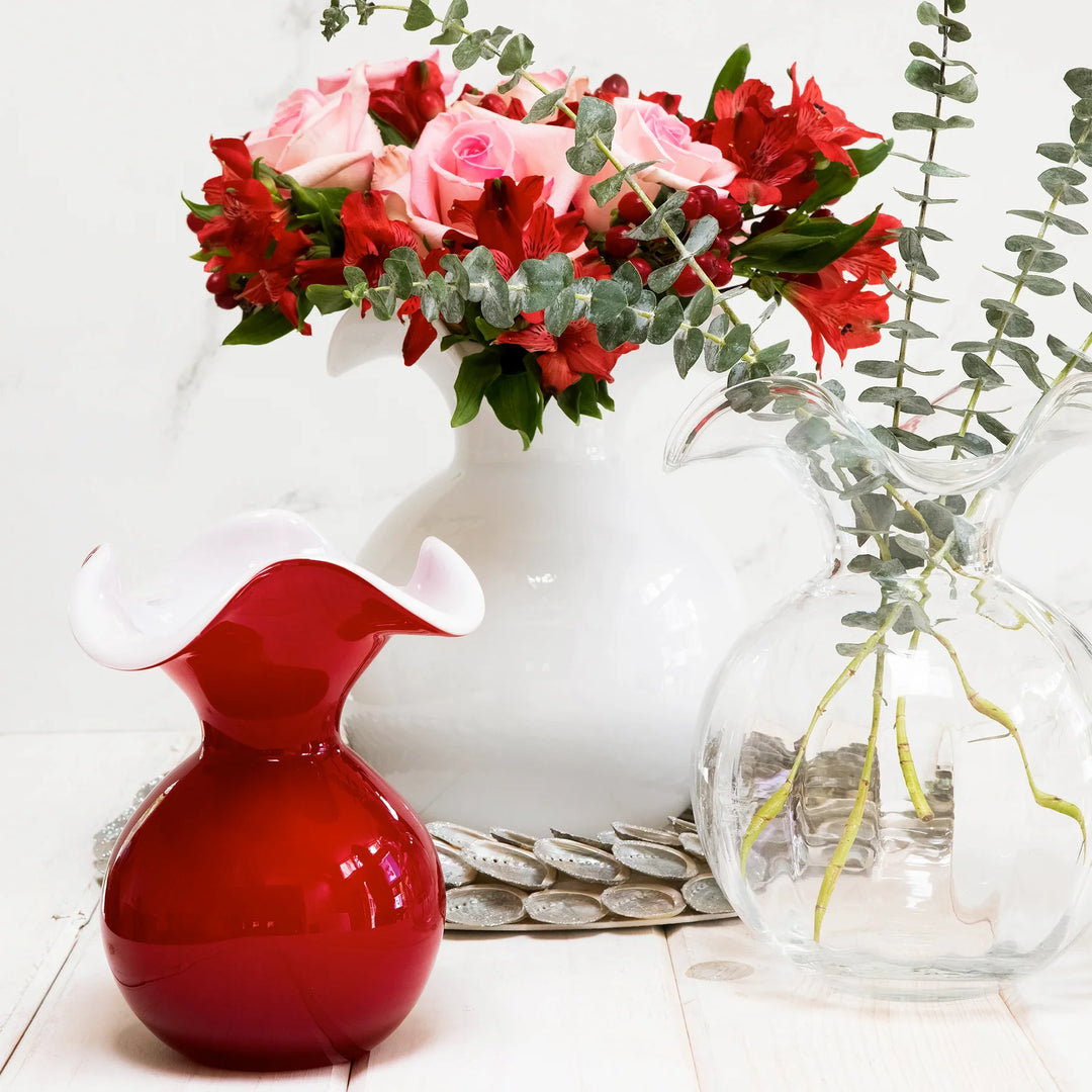 Vietri | Hibiscus Medium Glass Fluted Vase | White