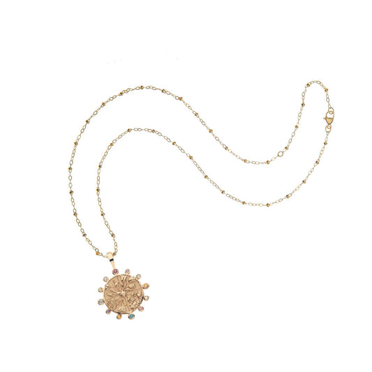 HOPE Petite Embellished Coin Pendant Necklace