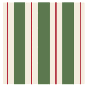 Green & Red Awning Stripe Cocktail Napkin
