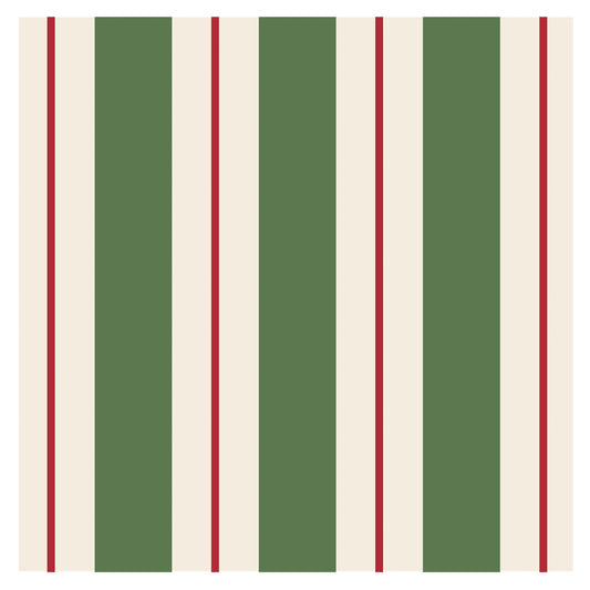 Green & Red Awning Stripe Cocktail Napkin