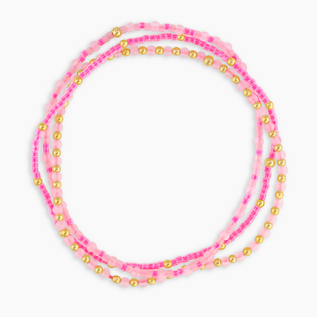 Gorjana | Poppy Gem Bracelet Set - Rose Quartz Gold / Rose Quartz