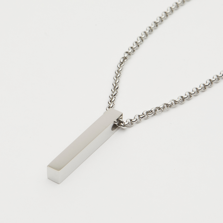Khaliq Vertical Bar Necklace | Silver