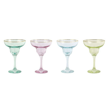 Rainbow Assorted Margarita Glasses | Set of 4