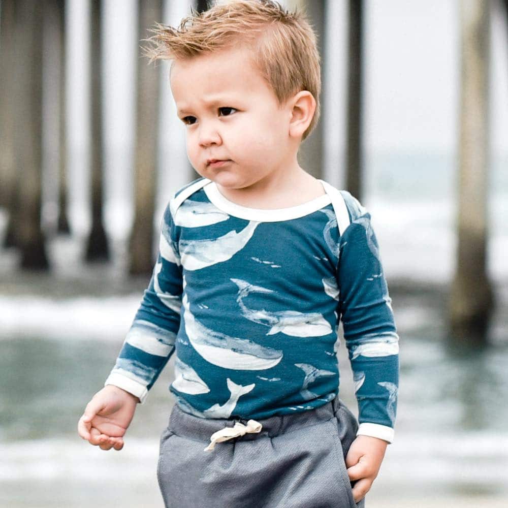 Organic Bamboo Long Sleeve Onsie | Blue Whale